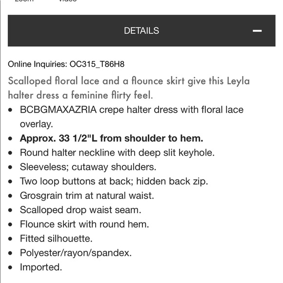 Bcbgmaxazria Leyla Halter Dress, size 0 - Picture 4 of 15